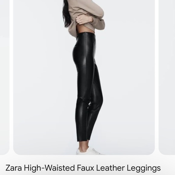 🎉Brand New With Tags🎉Zara High-Waisted Faux Leather Leggings - Picture 1 of 7
